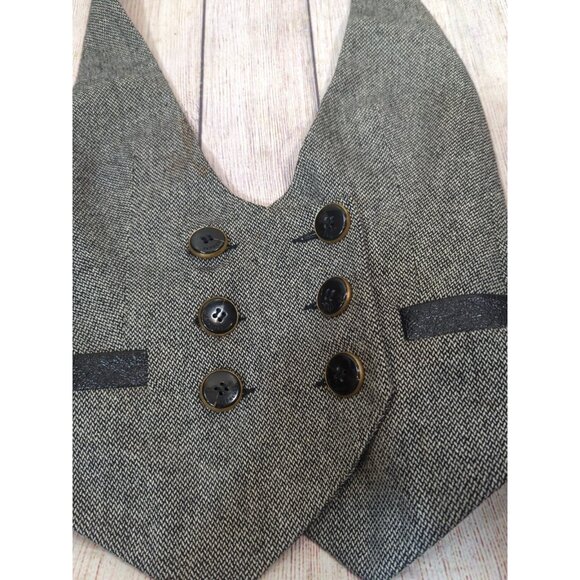 Express Design Studio Tweed Halter Vest Top Gray Wool Blend Double Breasted 0 RE - Picture 4 of 7